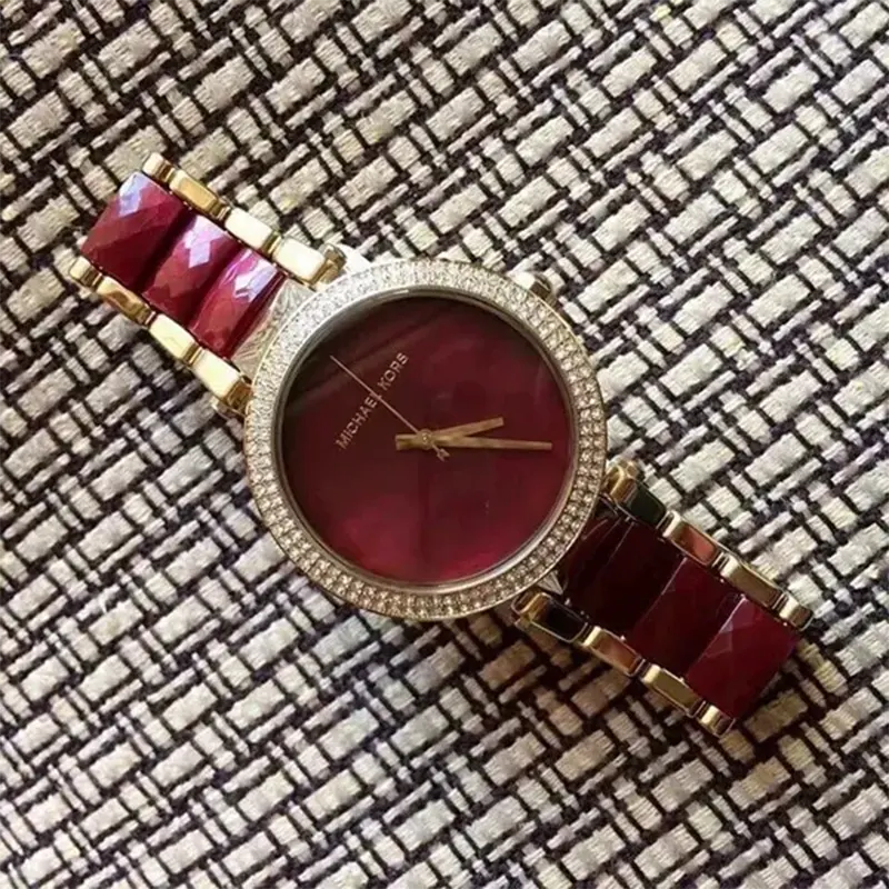 Michael Kors Parker Red Burgundy Dial Ladies Watch- MK6427